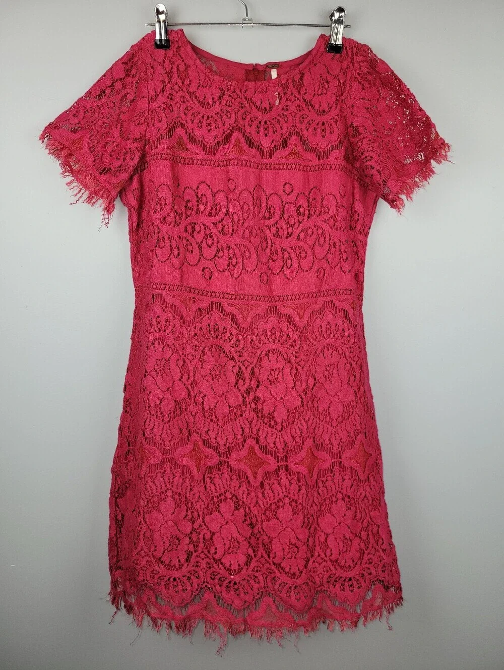 Free People Size 0 Eyelash Lace A-line Short Sleeve Mini Dress